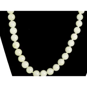 Vintage Pale Green Quartz Bead Necklace 14K Clasp 20"
