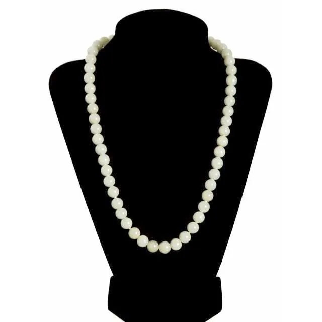Vintage Pale Green Quartz Bead Necklace 14K Clasp 20"
