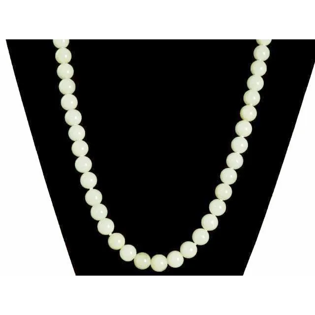 Vintage Pale Green Quartz Bead Necklace 14K Clasp 20"