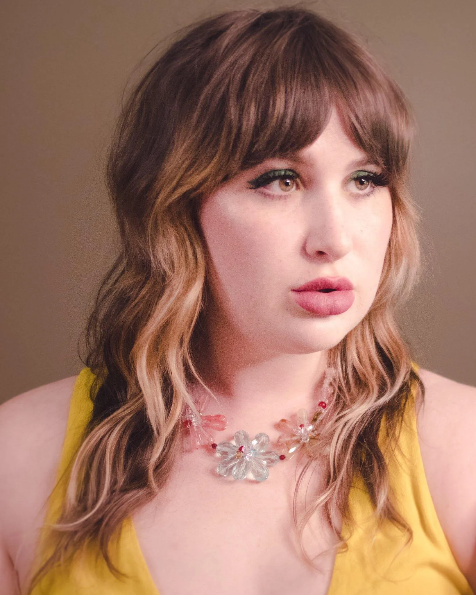 Vintage Pink, Rutilated Quartz and Blue Crystal Flower Statement Necklace