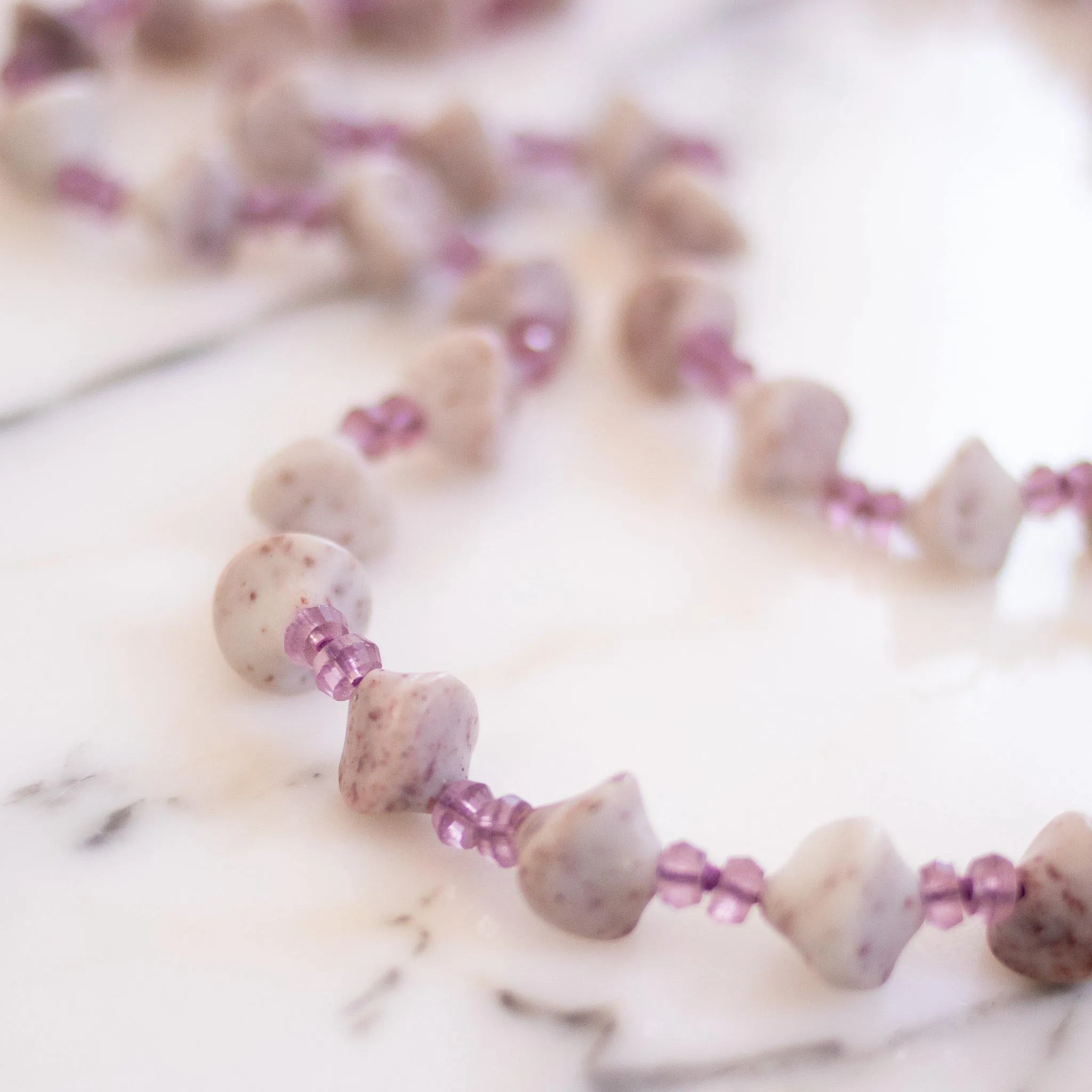 Vintage Quartz and Amethyst Crystal Bead Necklace