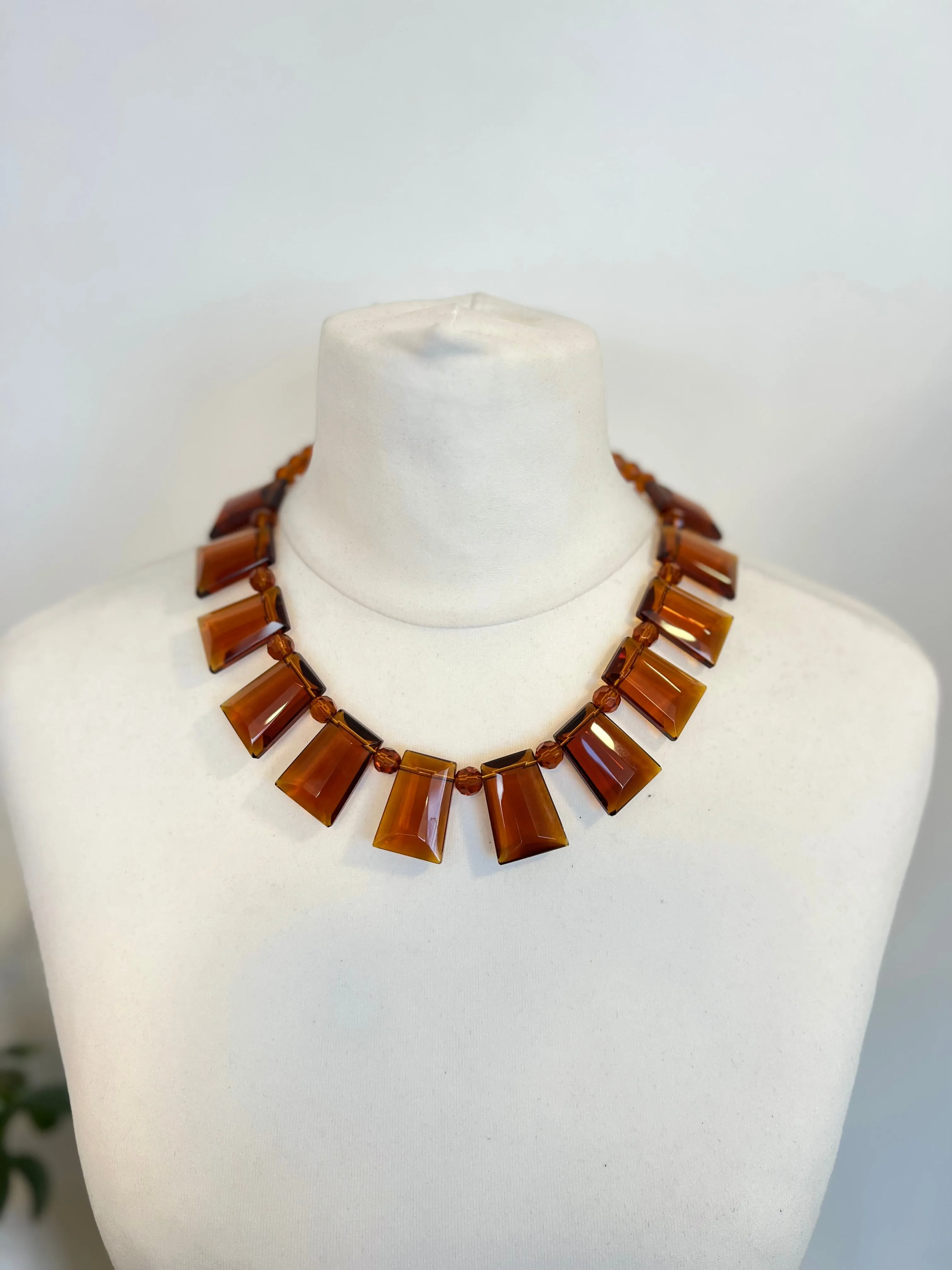Vintage Rectangel Crystal Necklace