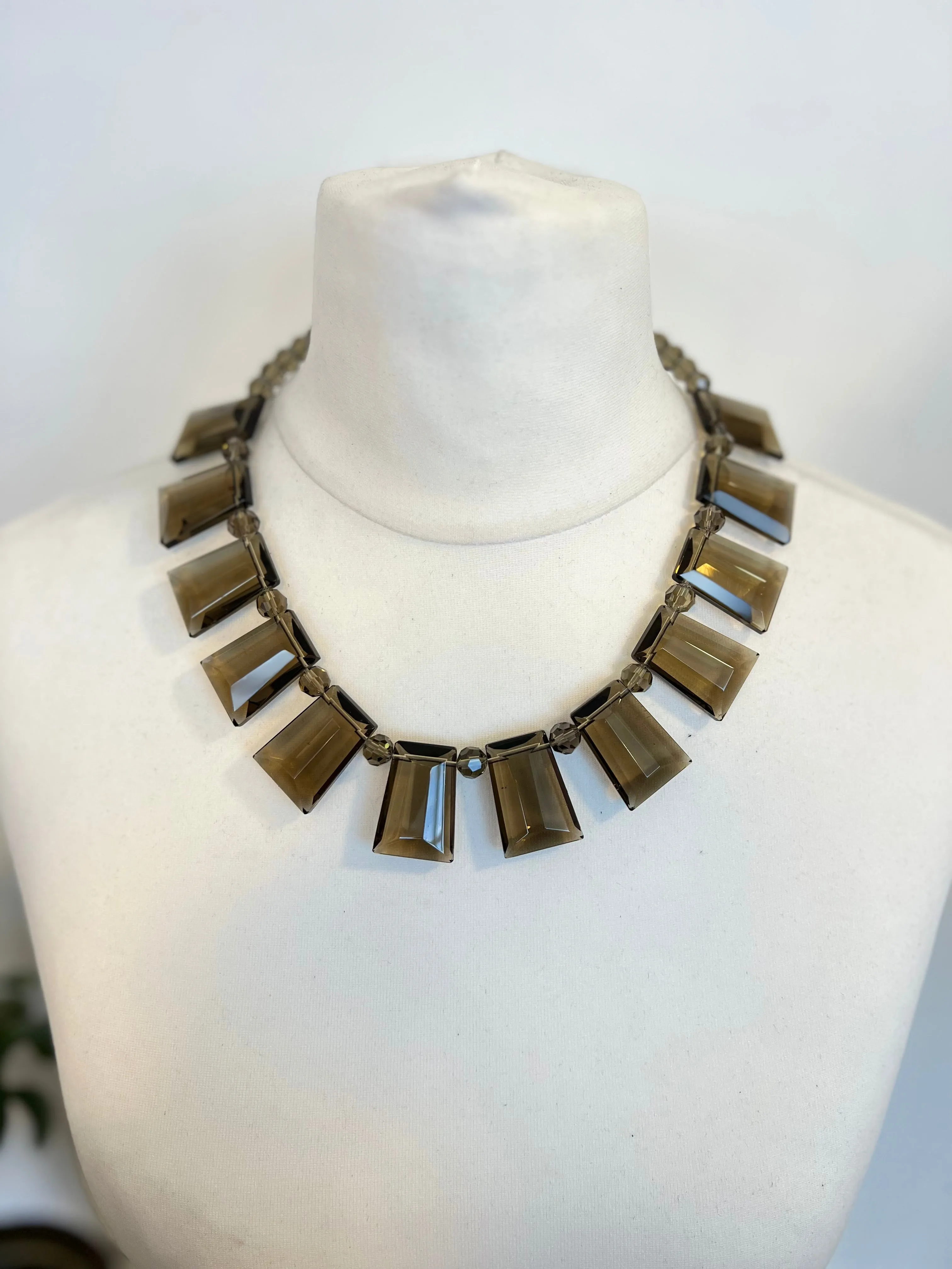 Vintage Rectangel Crystal Necklace