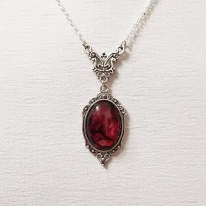 Vintage Red Quartz Crystal Necklace