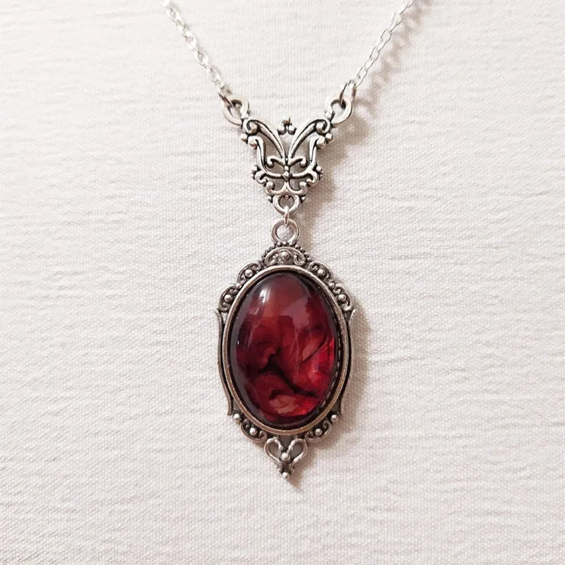 Vintage Red Quartz Crystal Necklace