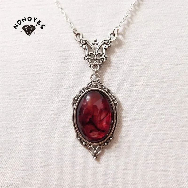 Vintage Red Quartz Crystal Necklace