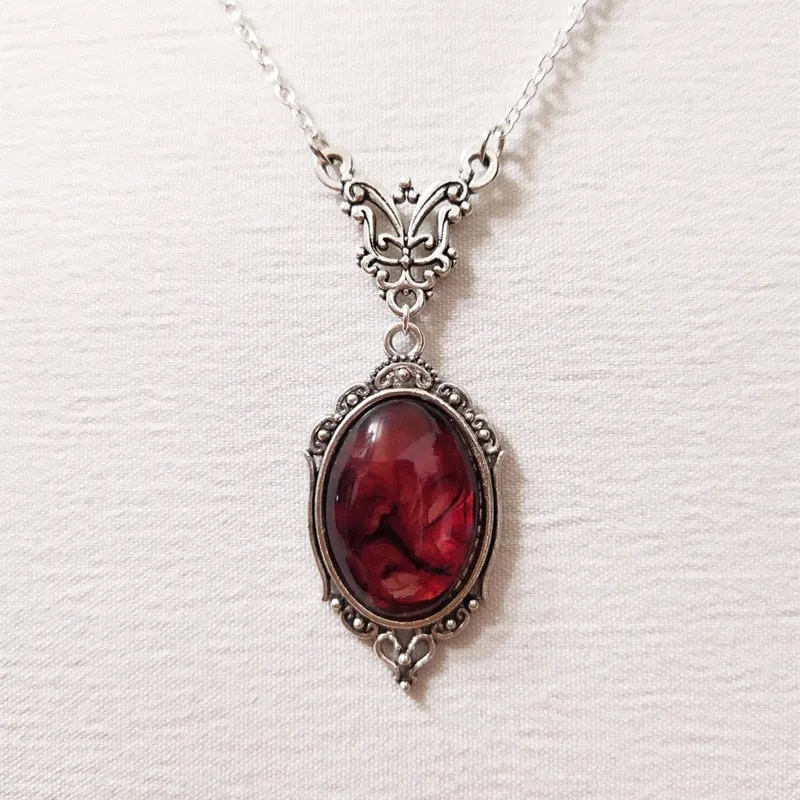 Vintage Red Quartz Crystal Necklace