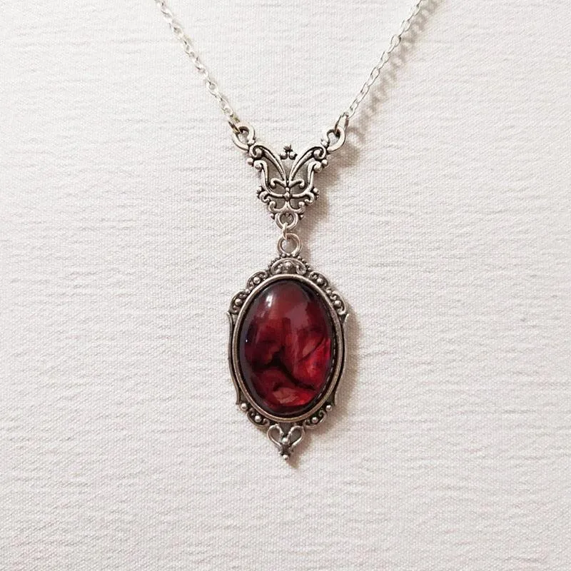 Vintage Red Quartz Crystal Necklace