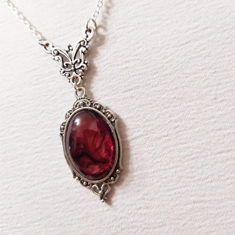 Vintage Red Quartz Crystal Necklace