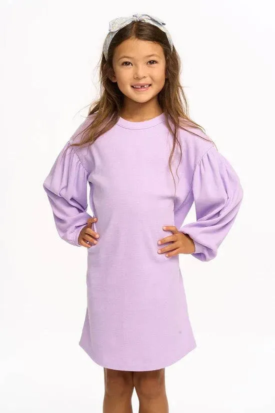 Vintage Rib Long Sleeve Dress by Chaser Kids | Digital Lavender