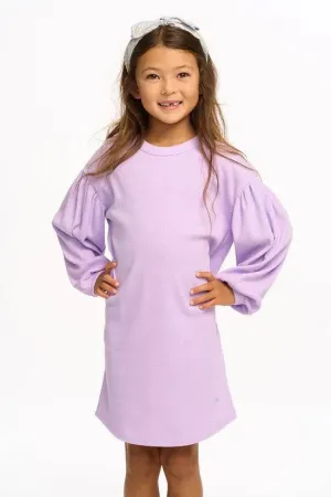 Vintage Rib Long Sleeve Dress by Chaser Kids | Digital Lavender