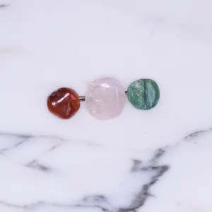 Vintage Rose Quartz, Jade, and Agate Stick Pin