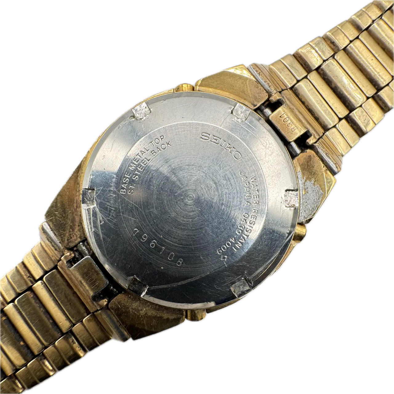 Vintage Seiko 0439-4009 SQ Men's Quartz LCD Wristwatch Japan Gold Tone