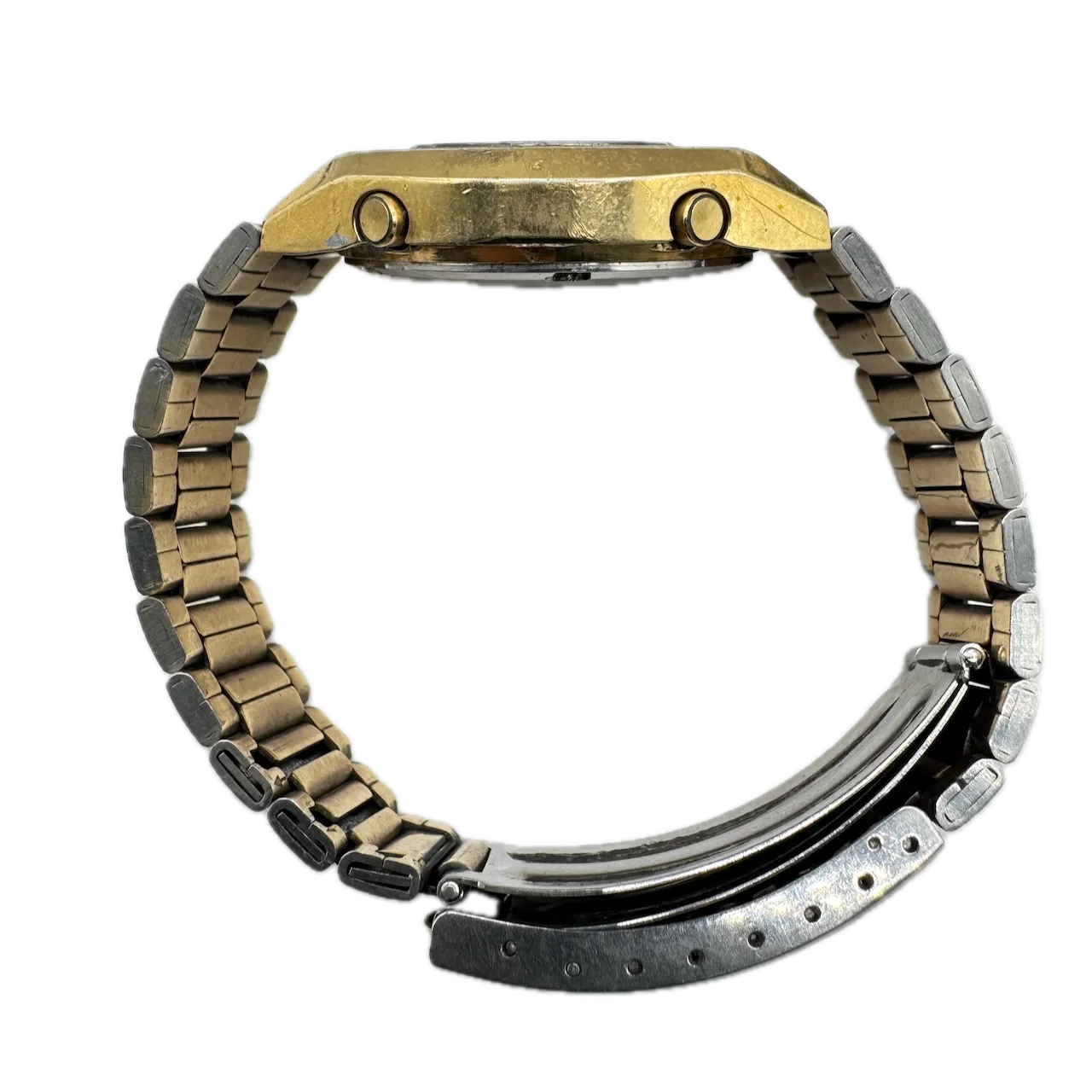 Vintage Seiko 0439-4009 SQ Men's Quartz LCD Wristwatch Japan Gold Tone