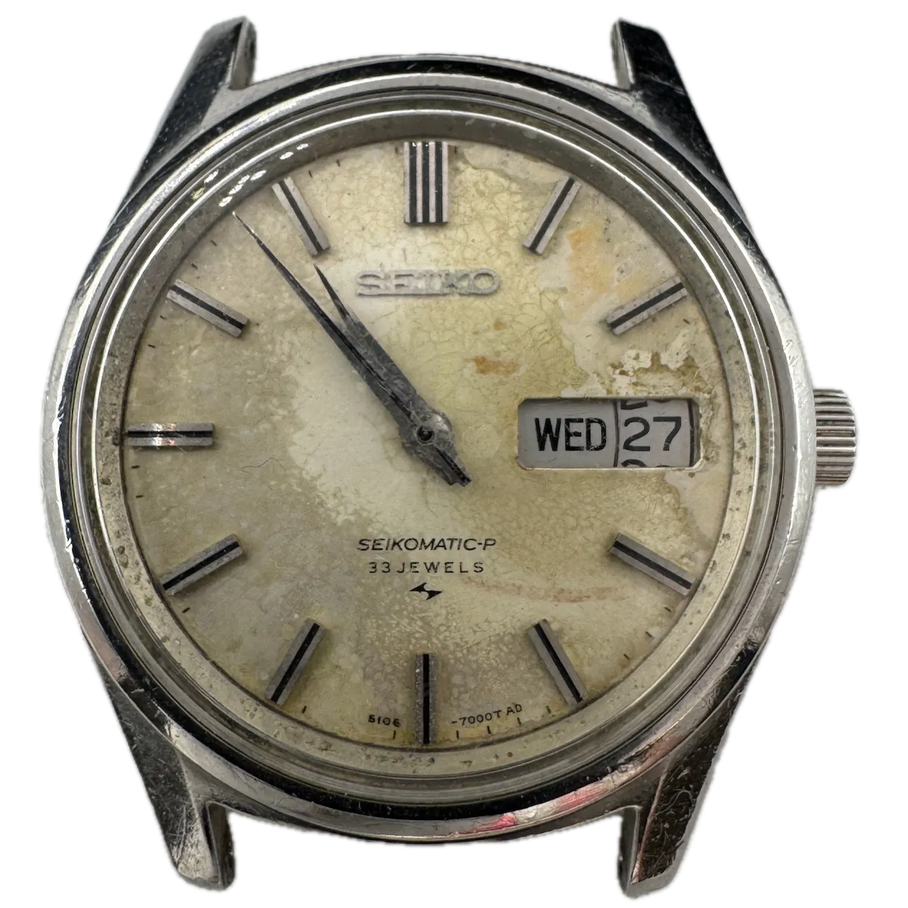 Vintage Seiko 5106-7000 Seikomatic-P Day Date Men's Automatic Wristwatch 5106A