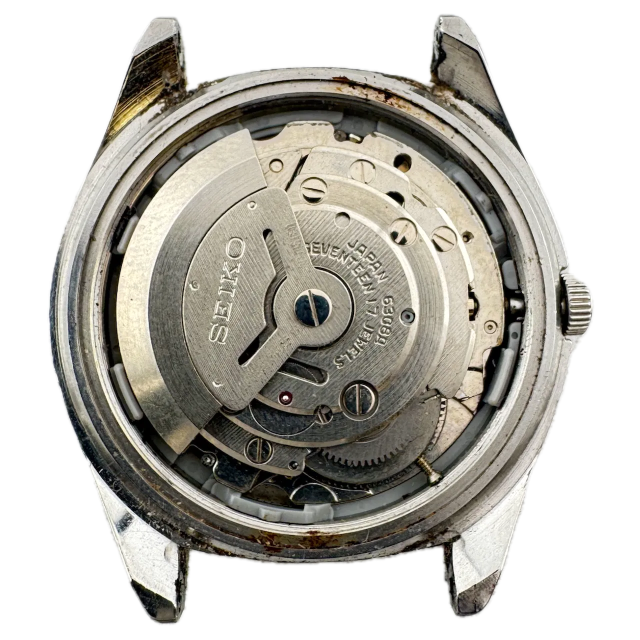 Vintage Seiko 6308-8000 White Brushed Date Men's Automatic Wristwatch 6308A