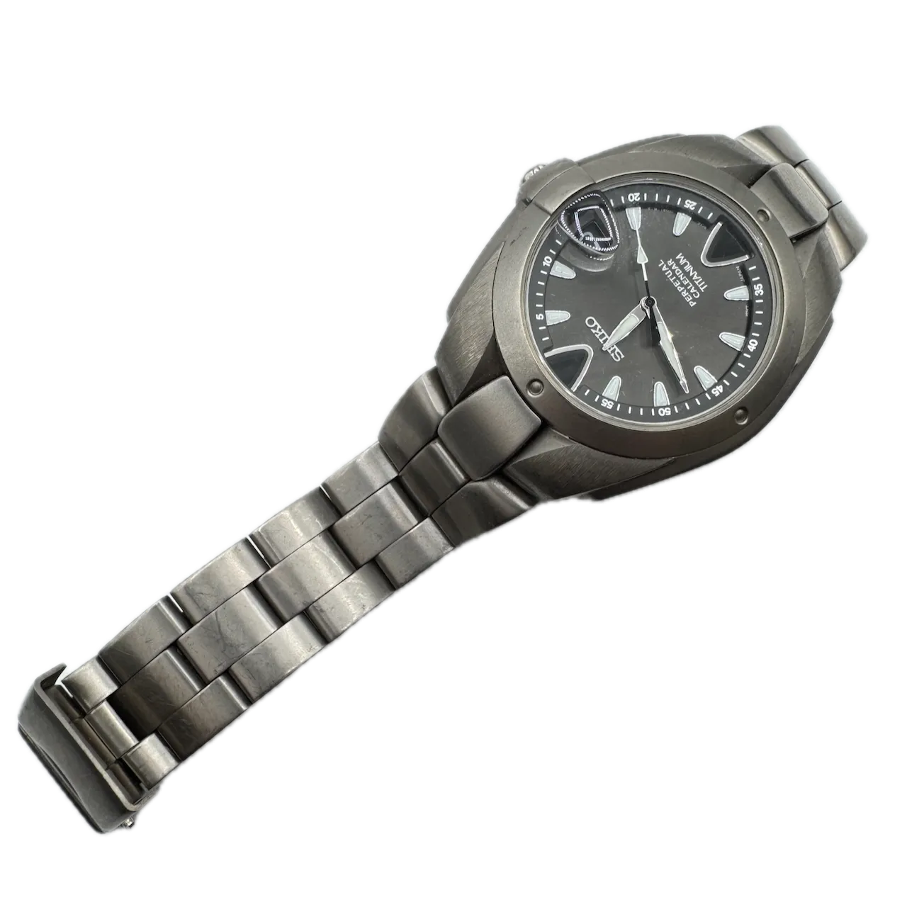 Vintage Seiko 8F32-0049 Perpetual Calendar Men's Quartz Wristwatch Titanium