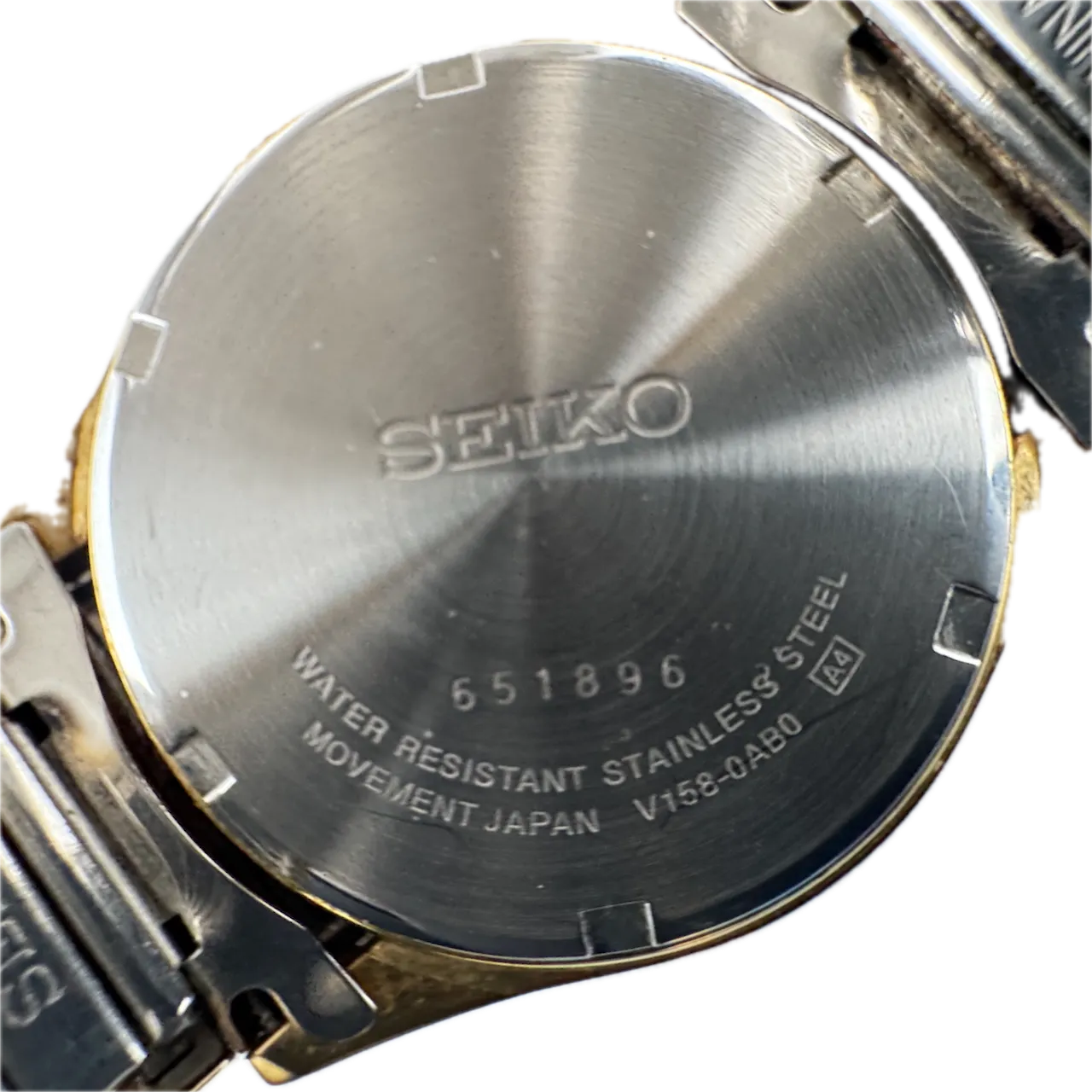 Vintage Seiko V158 0AB0 Railroad Solar Men's Quartz Wristwatch Japan Gold Tone