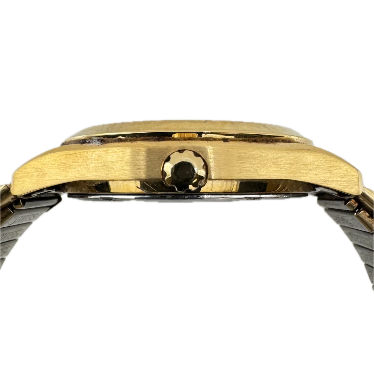 Vintage Seiko V158 0AB0 Railroad Solar Men's Quartz Wristwatch Japan Gold Tone
