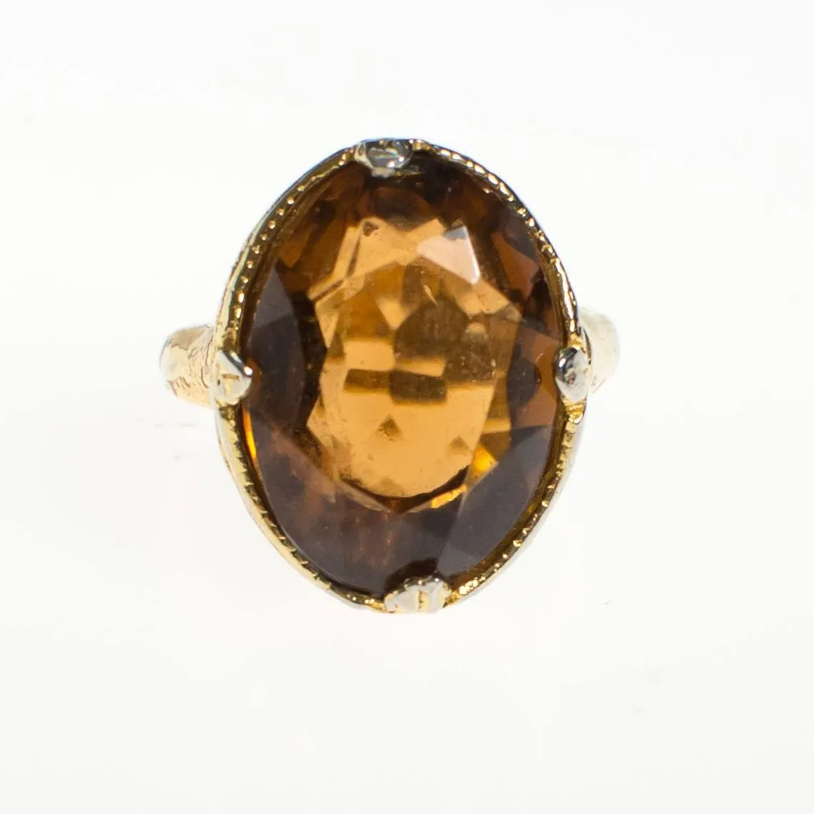 Vintage Smokey Crystal Statement Ring