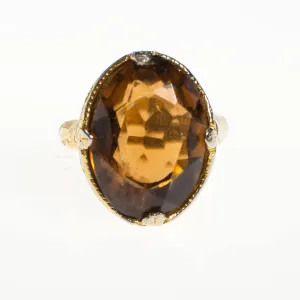 Vintage Smokey Crystal Statement Ring