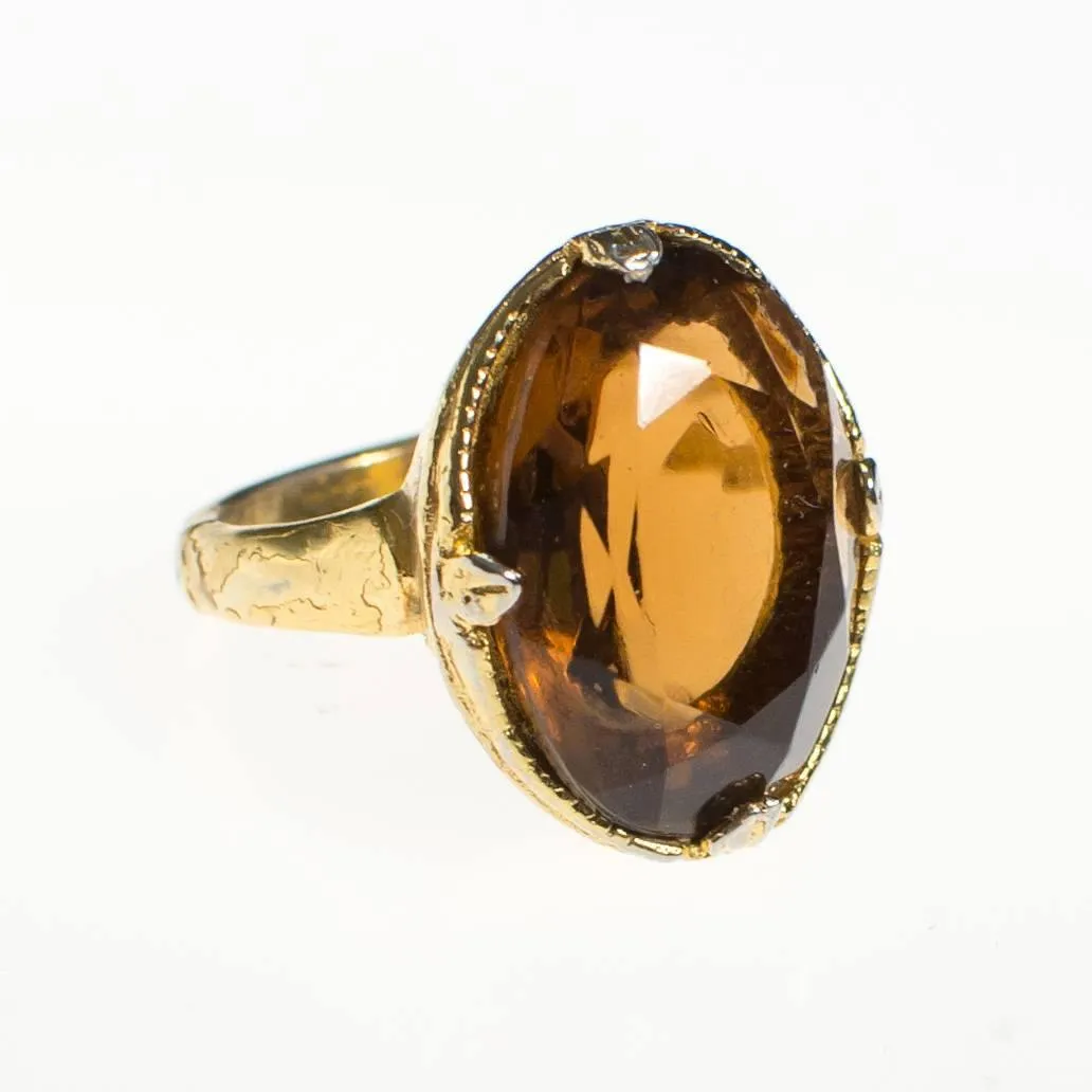 Vintage Smokey Crystal Statement Ring