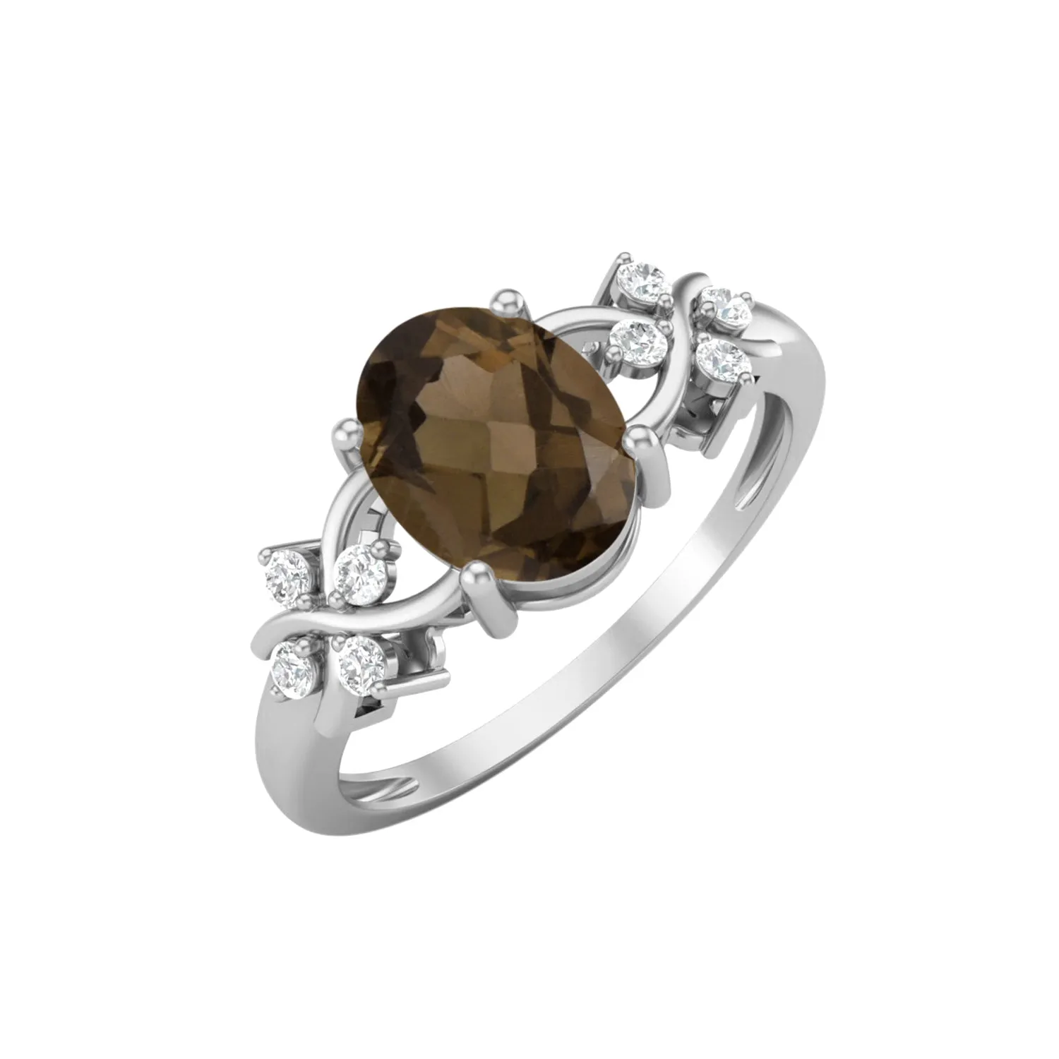Vintage Smoky Quartz Engagement Ring 925 Sterling Silver Bridal Ring