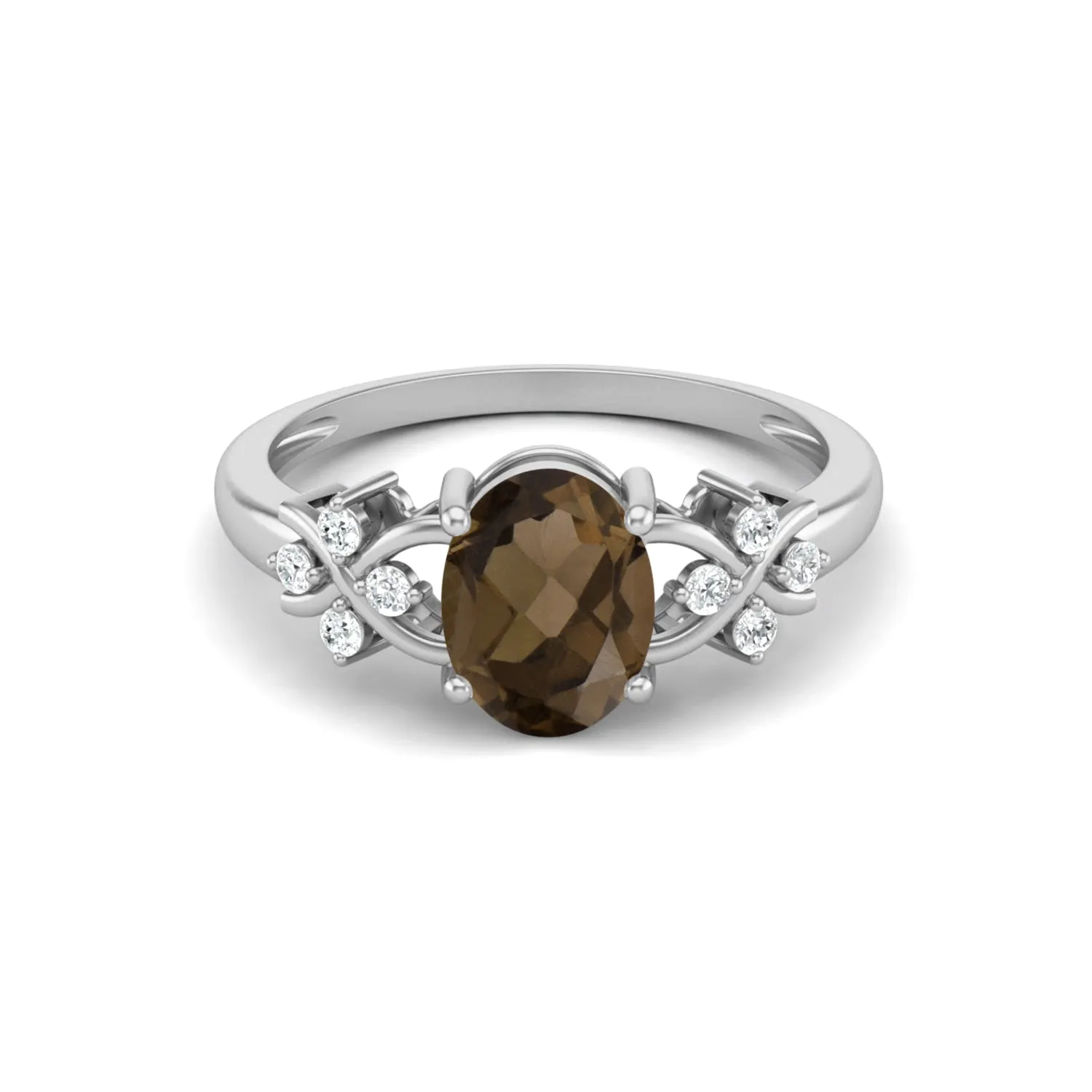 Vintage Smoky Quartz Engagement Ring 925 Sterling Silver Bridal Ring
