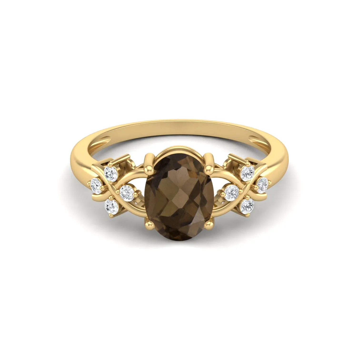 Vintage Smoky Quartz Engagement Ring 925 Sterling Silver Bridal Ring