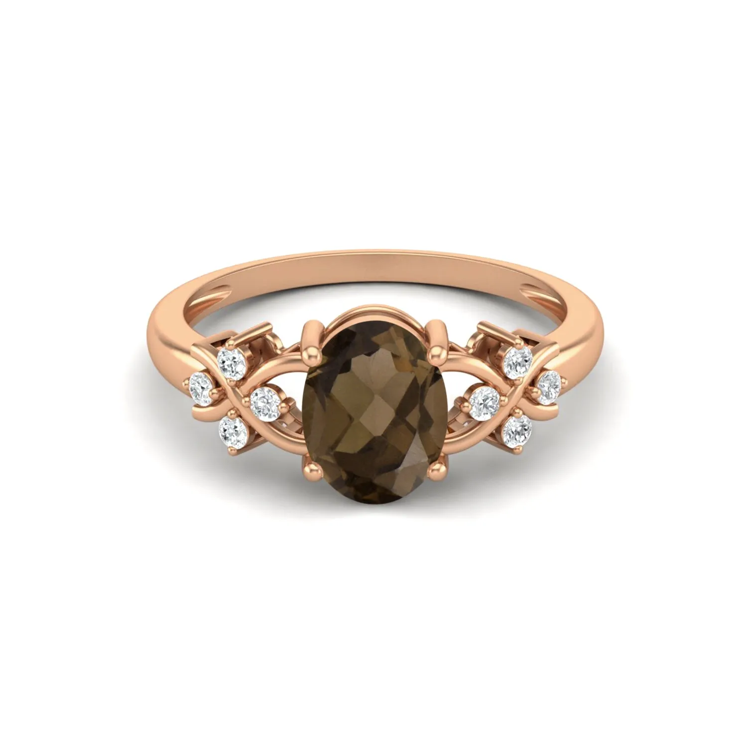 Vintage Smoky Quartz Engagement Ring 925 Sterling Silver Bridal Ring