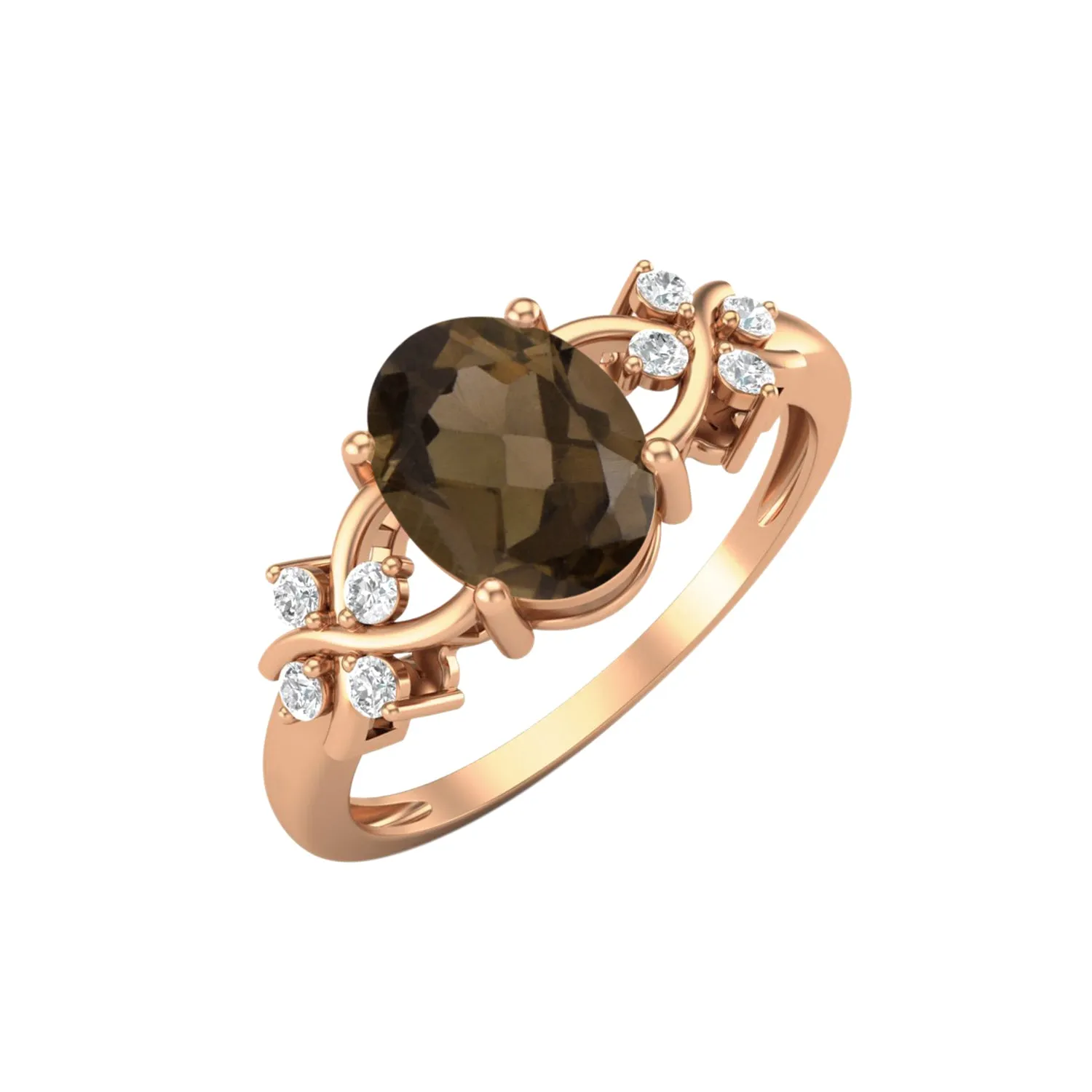 Vintage Smoky Quartz Engagement Ring 925 Sterling Silver Bridal Ring