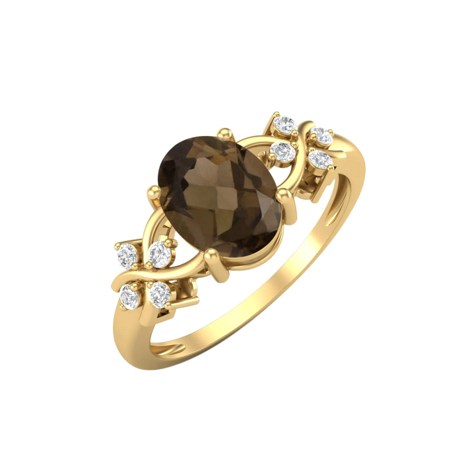Vintage Smoky Quartz Engagement Ring 925 Sterling Silver Bridal Ring