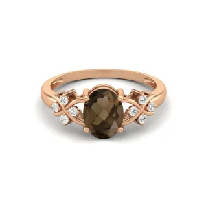 Vintage Smoky Quartz Engagement Ring 925 Sterling Silver Bridal Ring