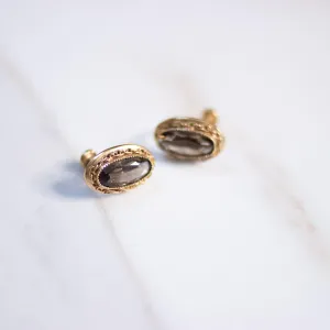 Vintage Smoky Quartz Oval Earrings