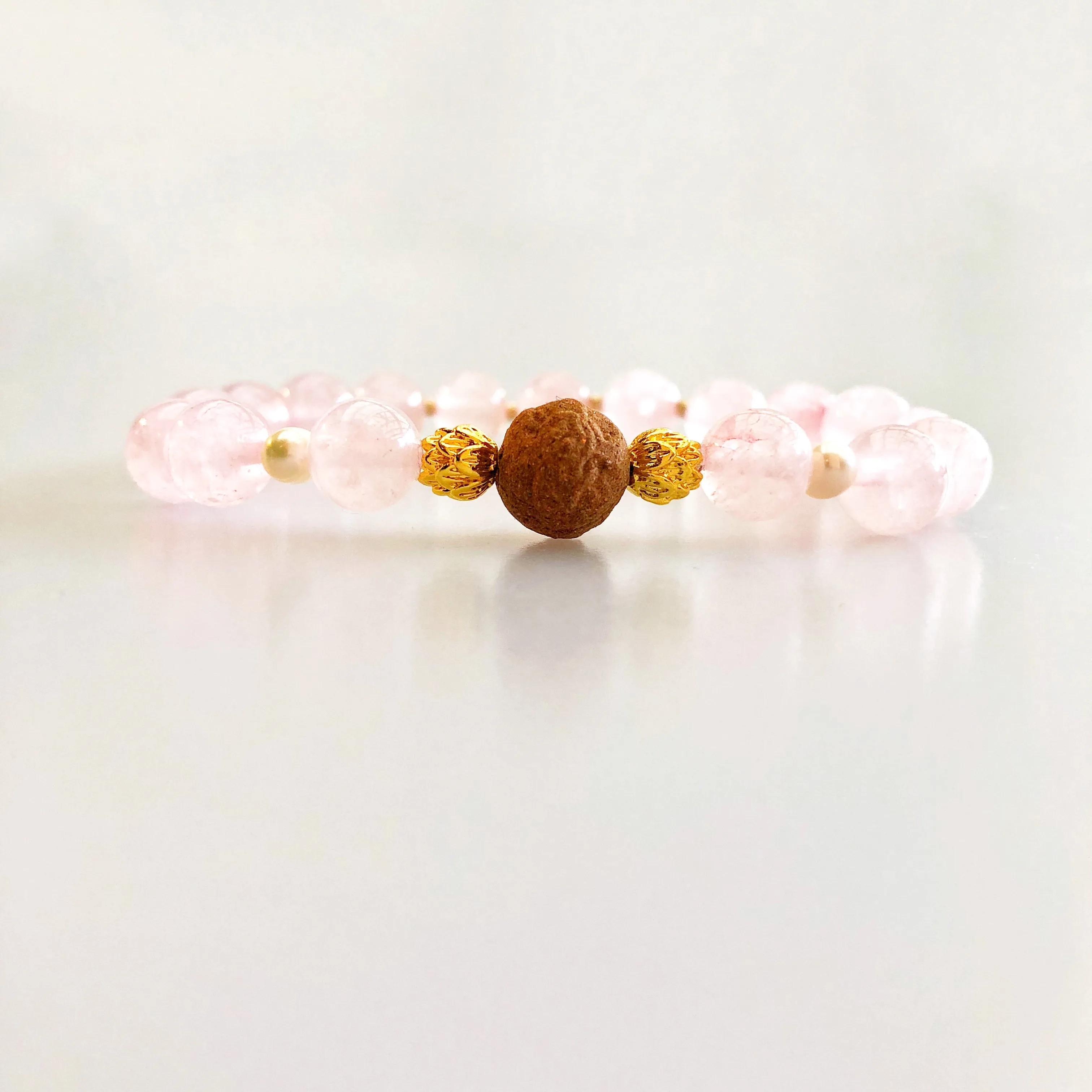 Vintage Style 8mm Rose Quartz Herbal Bracelet