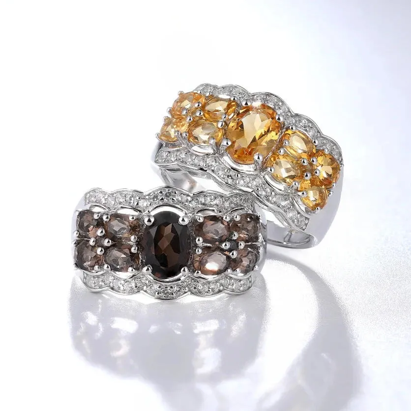 Vintage Style Oval Cut Create Citrine Gemstone Halo Ring