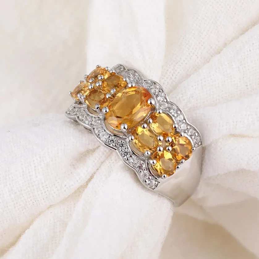 Vintage Style Oval Cut Create Citrine Gemstone Halo Ring