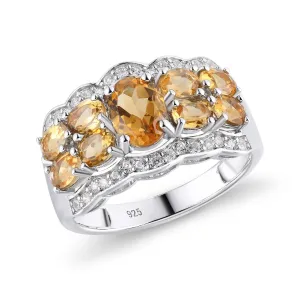Vintage Style Oval Cut Create Citrine Gemstone Halo Ring