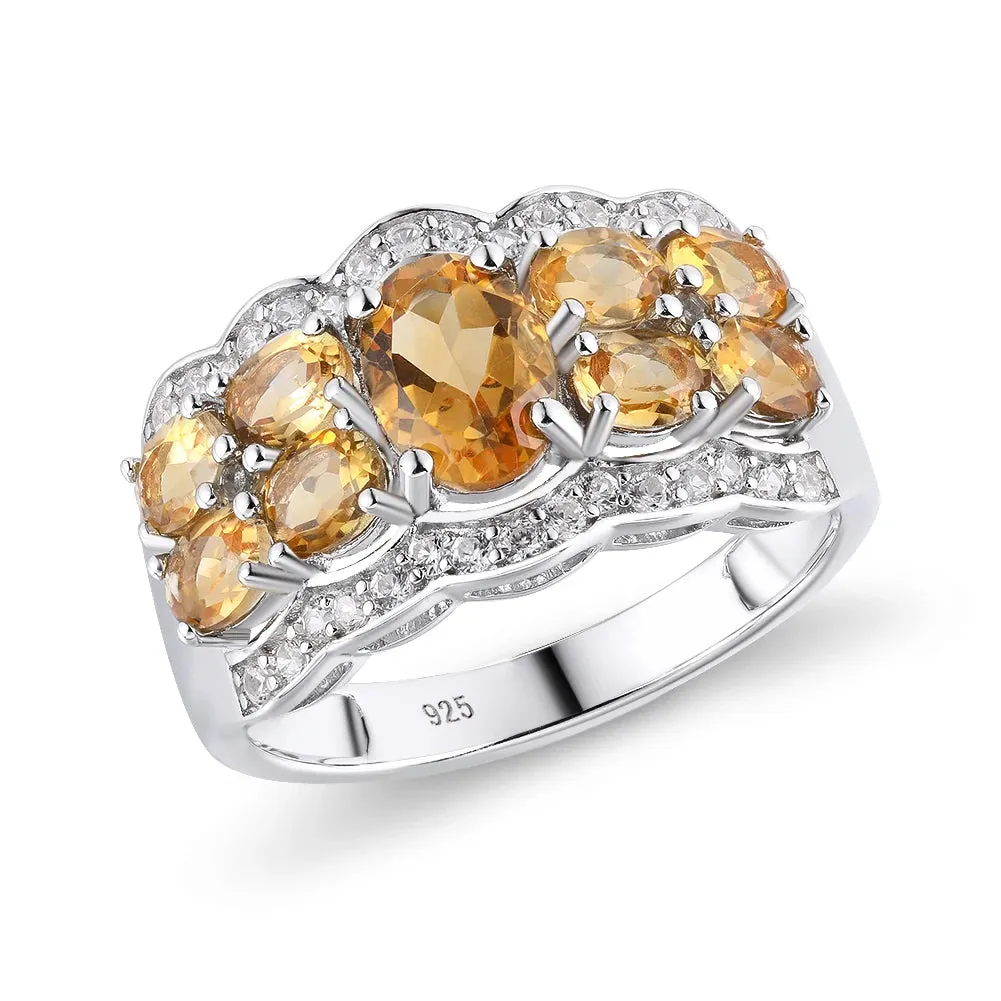 Vintage Style Oval Cut Create Citrine Gemstone Halo Ring