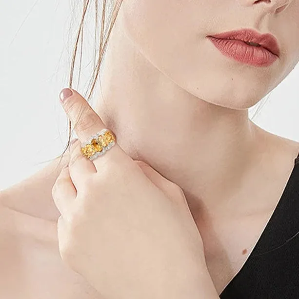Vintage Style Oval Cut Create Citrine Gemstone Halo Ring