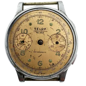 Vintage Telda Bi-Compax Men's Chronograph Wristwatch Landeron 48 Swiss
