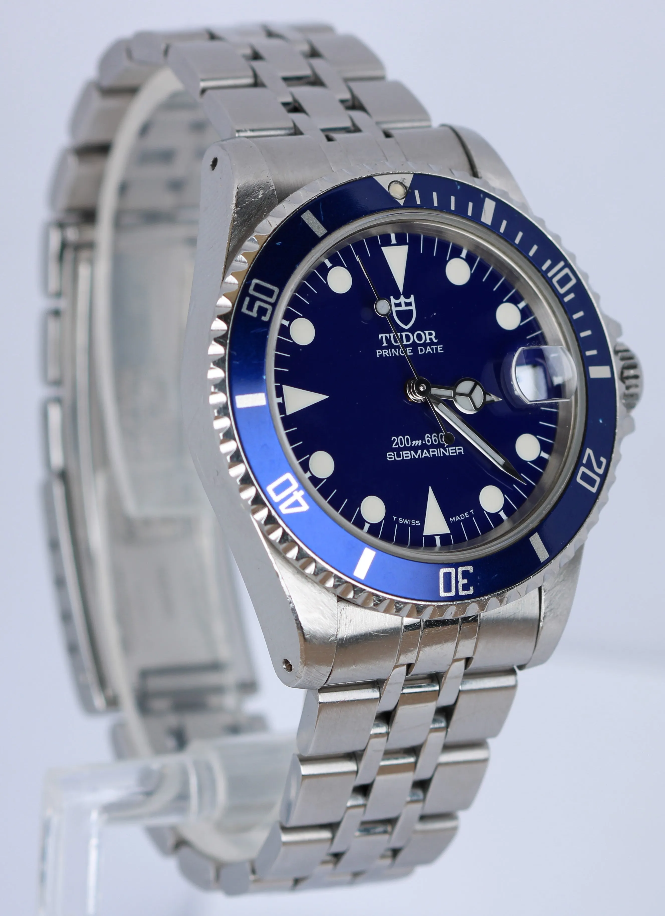 Vintage Tudor Submariner 75190 Prince Date Blue Matte Dial 36mm Automatic Watch