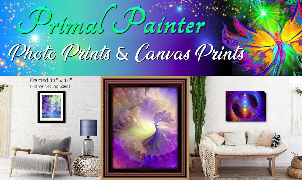 Violet Flame Fairy Art Print, Metaphysical Symbolism, Energy Art by Primal Painter - "Falling"