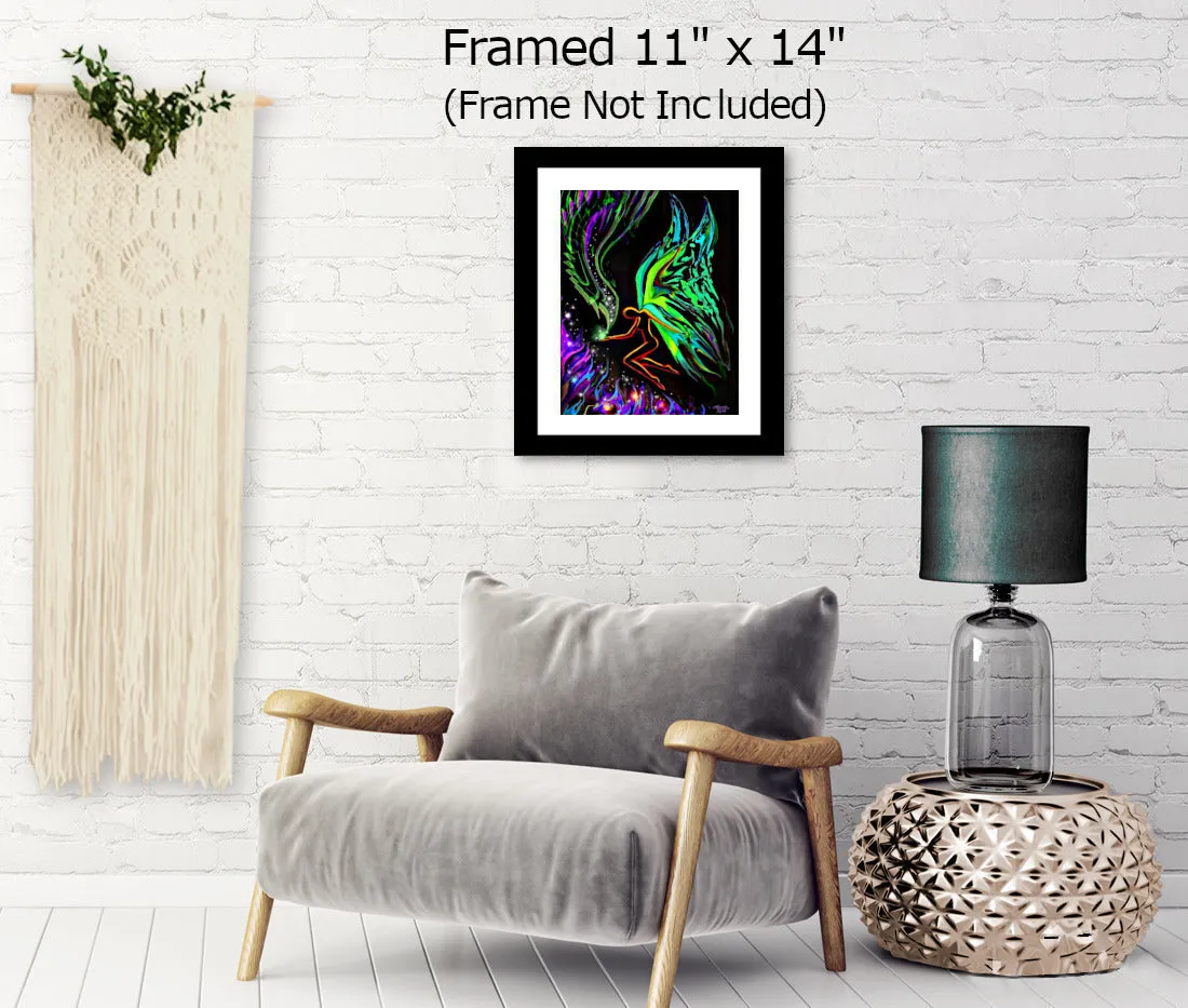 Violet Flame Fairy Art Print, Metaphysical Symbolism, Energy Art by Primal Painter - "Falling"