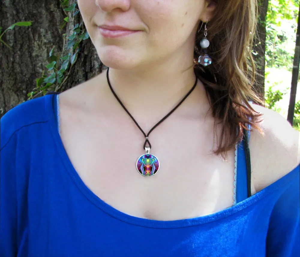Violet Flame Jewelry, Twin Flames Heart Pendant, Colorful Energy Artwork - "Twin Flames"