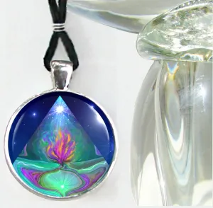Violet Flame Necklace, Pyramid Metaphysical Meaning, Energy Artwork - "Mystic Pyramid"
