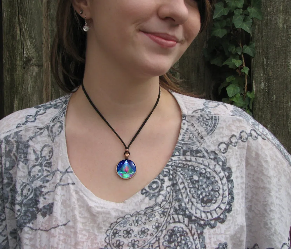 Violet Flame Necklace, Pyramid Metaphysical Meaning, Energy Artwork - "Mystic Pyramid"