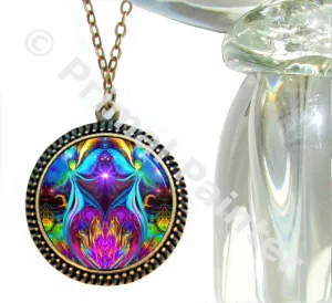 Violet Flame Necklace, Twin Flames Jewelry, Soulmate Love Art - "Twin Flames Heart"