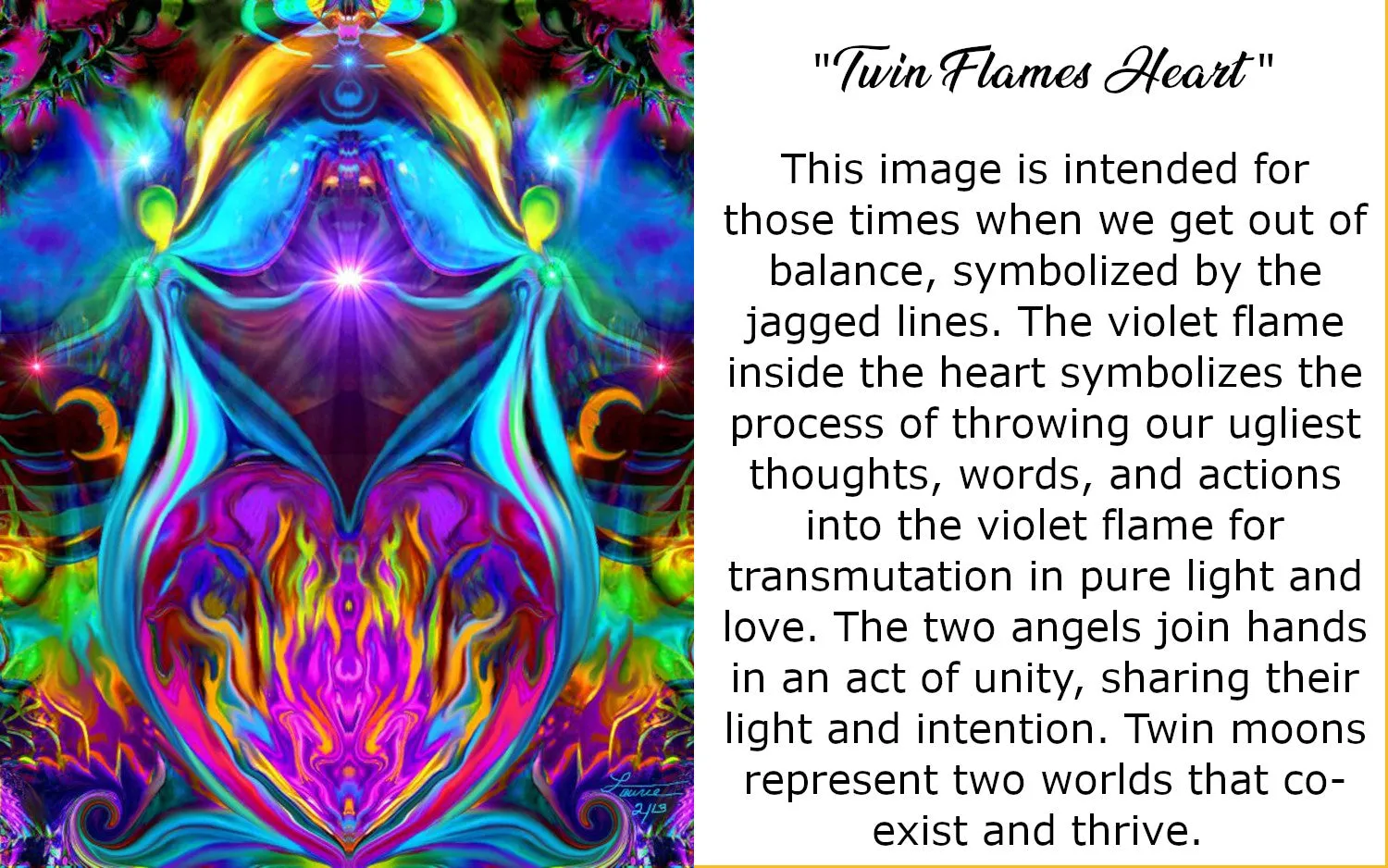 Violet Flame Necklace, Twin Flames Jewelry, Soulmate Love Art - "Twin Flames Heart"