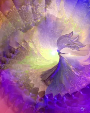 Violet Guardian Angel Art Print, Reiki-Attuned Wall Decor - "The Clearing"